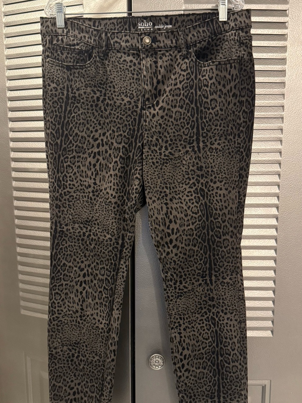 Women's Soho Grey & Black Leopard Skinny Jeans